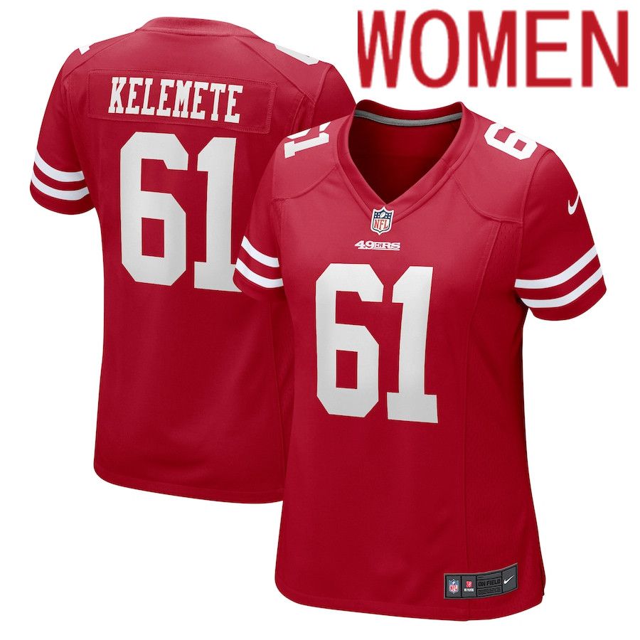 Women San Francisco 49ers #61 Senio Kelemete Nike Scarlet Player Game NFL Jersey->women nfl jersey->Women Jersey